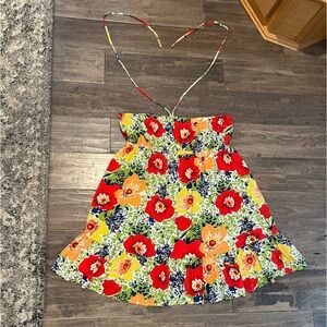 Forever 21 Vintage 2000s Muticolor Floral Print Halter Dress Size Medium